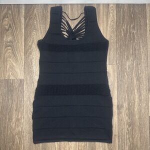 Forever 21 Women's Sleeveless Black Mini Dress Size Large Scoop Neck Stretch